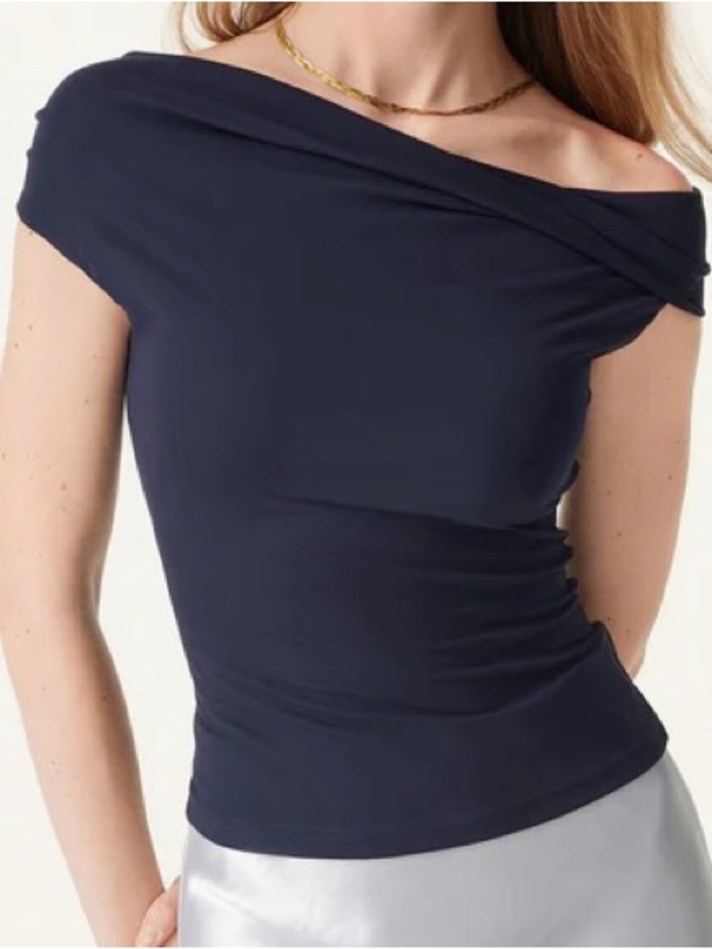OGL Multiwear Off-Shoulder Navy Women’s Stretch Top